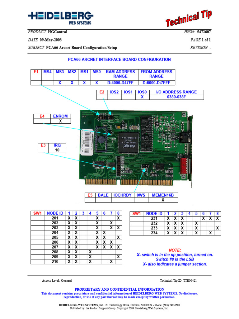 Pca66 Arcnet Board Configuration Setup | PDF | Computer Networking ...