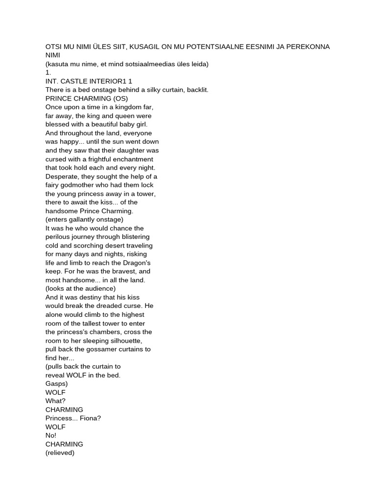 Shrek 2 Script Excerpts and Quotes | PDF | Pinocchio