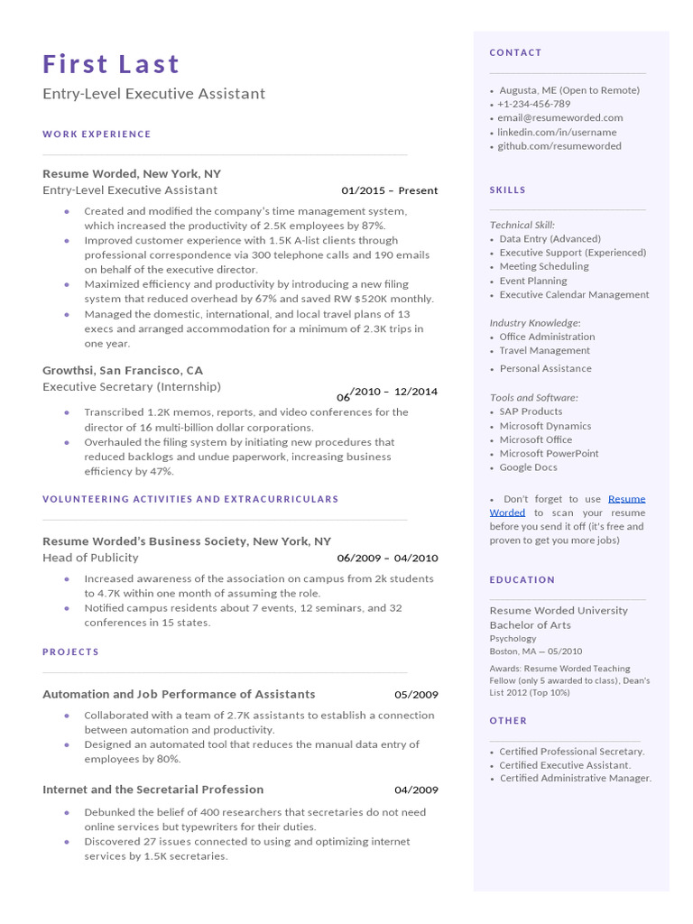 Entry-Level-Executive-Assistant - Template 17 Conv | PDF | Software ...