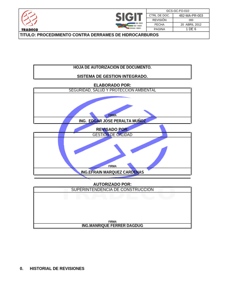 Procedimiento para Derrames de Hidrocarburos | PDF | Residuos