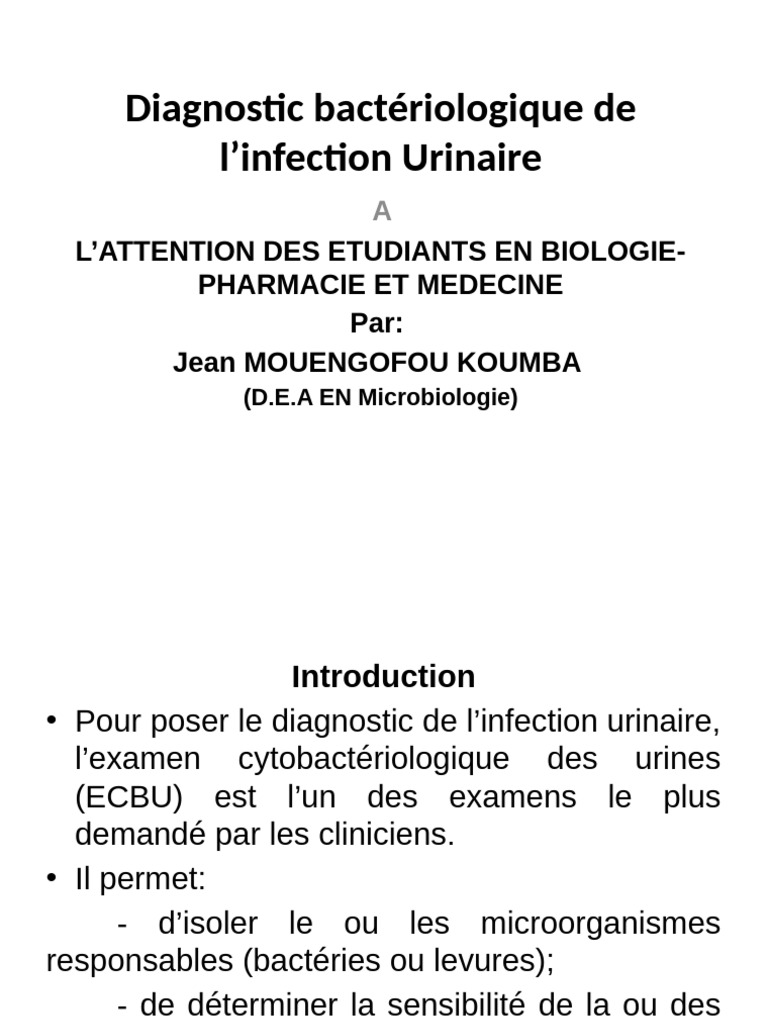 Diagnostic des infections urinaires PDF Infection urinaire Urine — free download