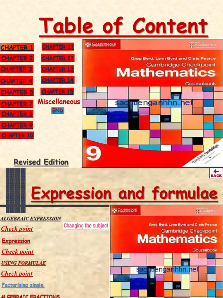 Cambridge Checkpoint Math 9 Overview | PDF | Factorization | Equations