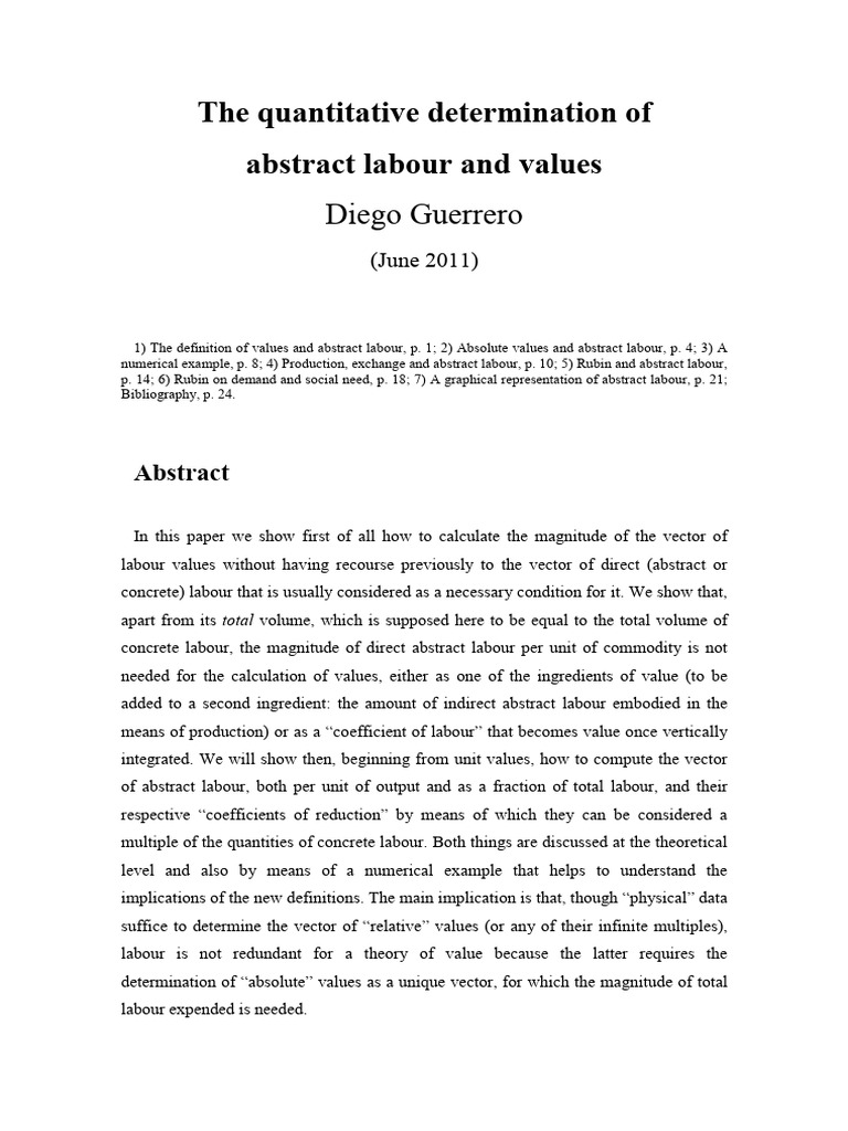 Quantifying Abstract Labour and Value | PDF | Value (Economics ...