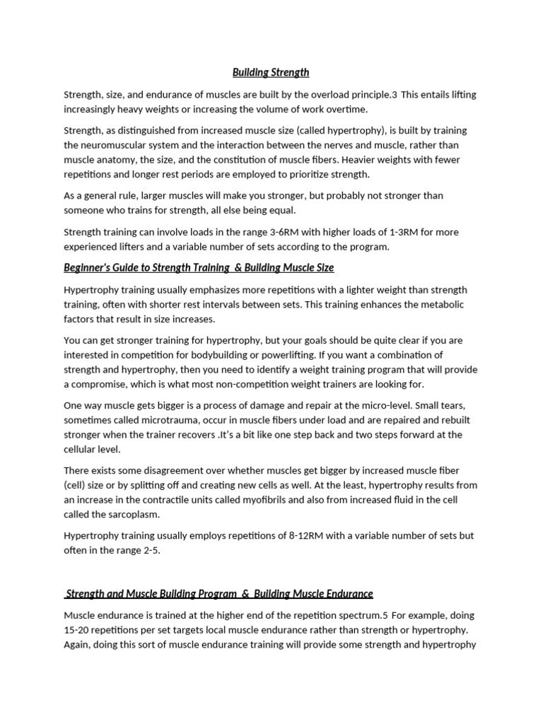 Strength & Muscle Building Guide | PDF | Strength Training | Muscle ...