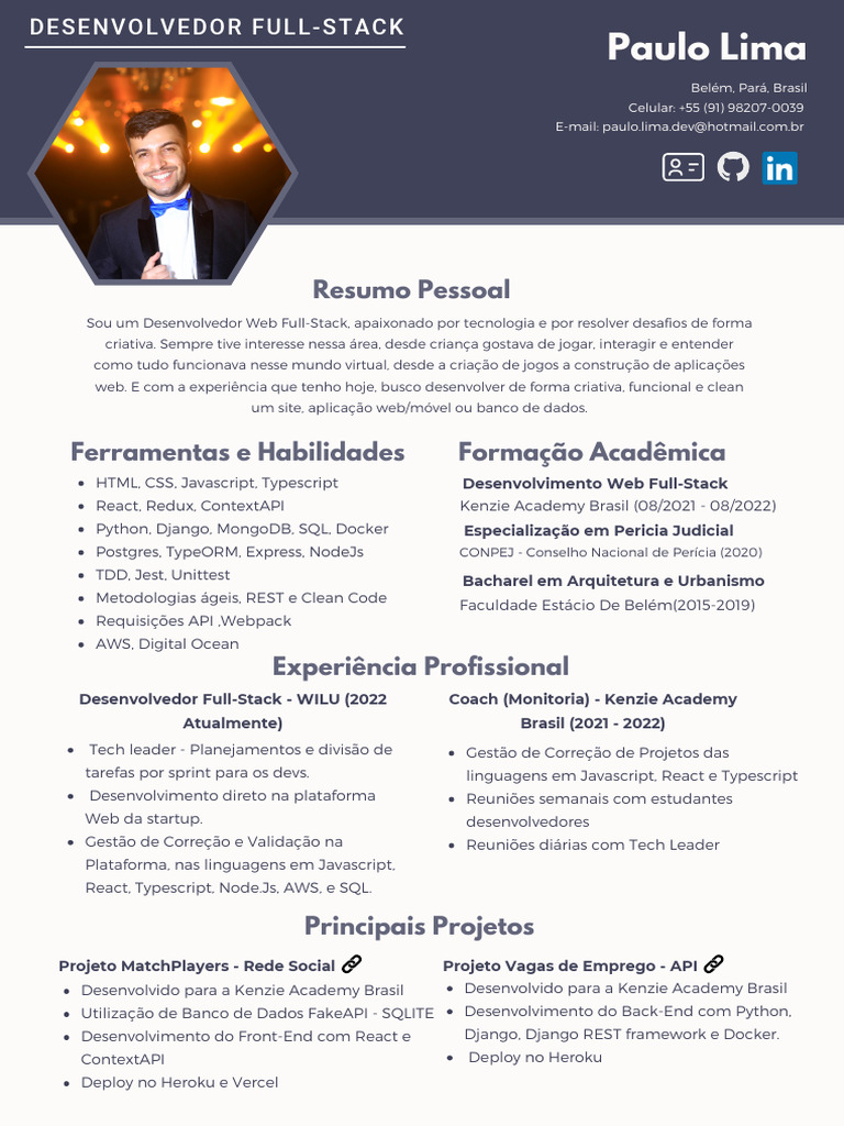 Currículo de Desenvolvedor Full Stack | PDF | Script Java | Rede ...