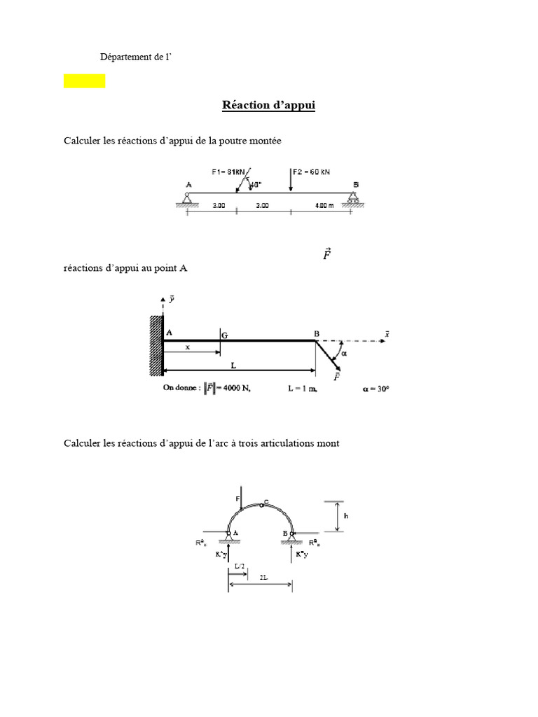 Calcul des réactions d'appui en RDM | PDF | Méthodes et références ...