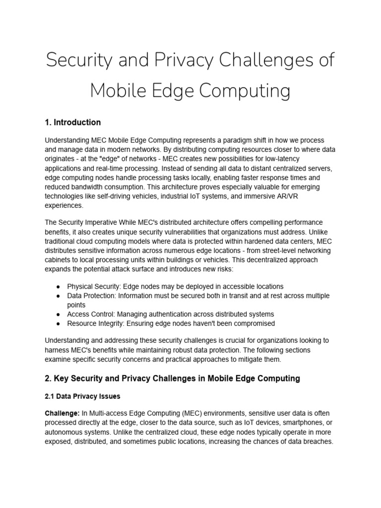 Case Study - Security and Privacy Challenges of Mobile Edge Computing ...