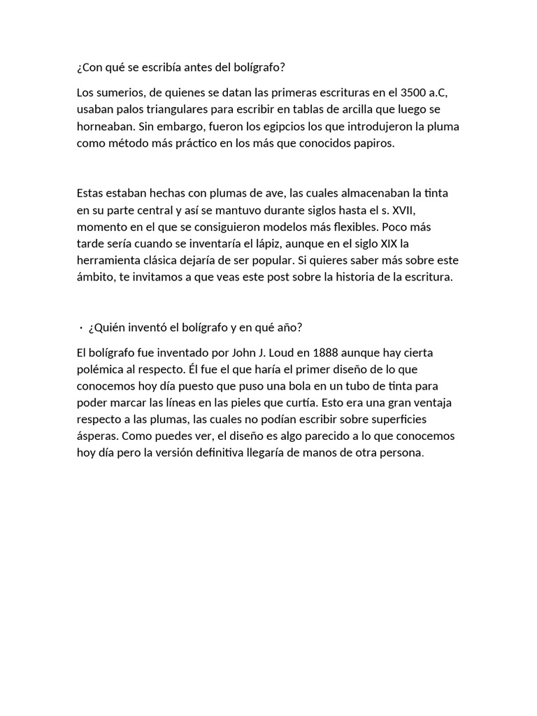 Con Qué Se Escribía Antes Del Bolígrafo | PDF | Bolígrafo | Papelería