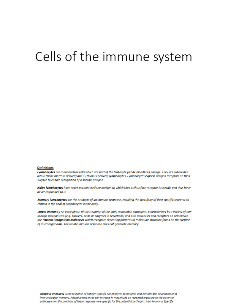 Cells of The Immune System | PDF | Granulocyte | Immune System