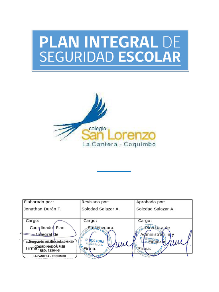 Plan Integral de Seguridad Escolar 2024 | PDF | Defensa Civil ...