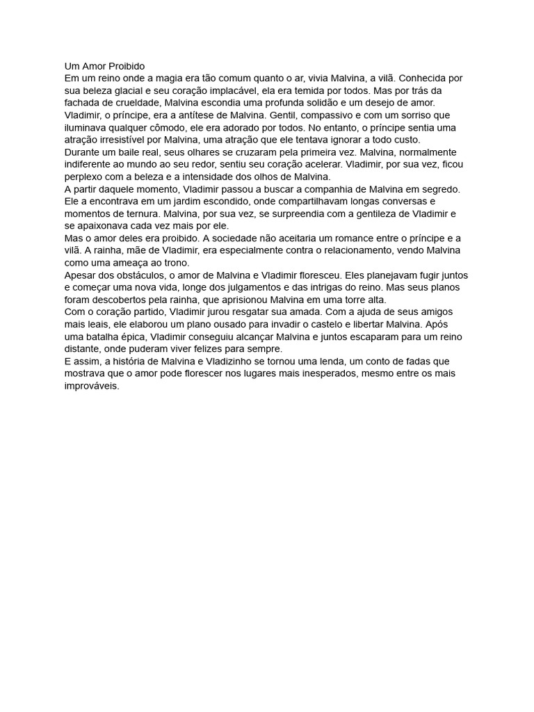 Amor Proibido entre Príncipe e Vilã | PDF
