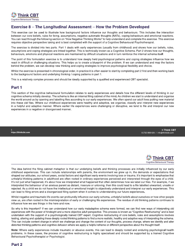 Exercise 8 - The Longitudinal Assessment - How The Problem Developed | PDF