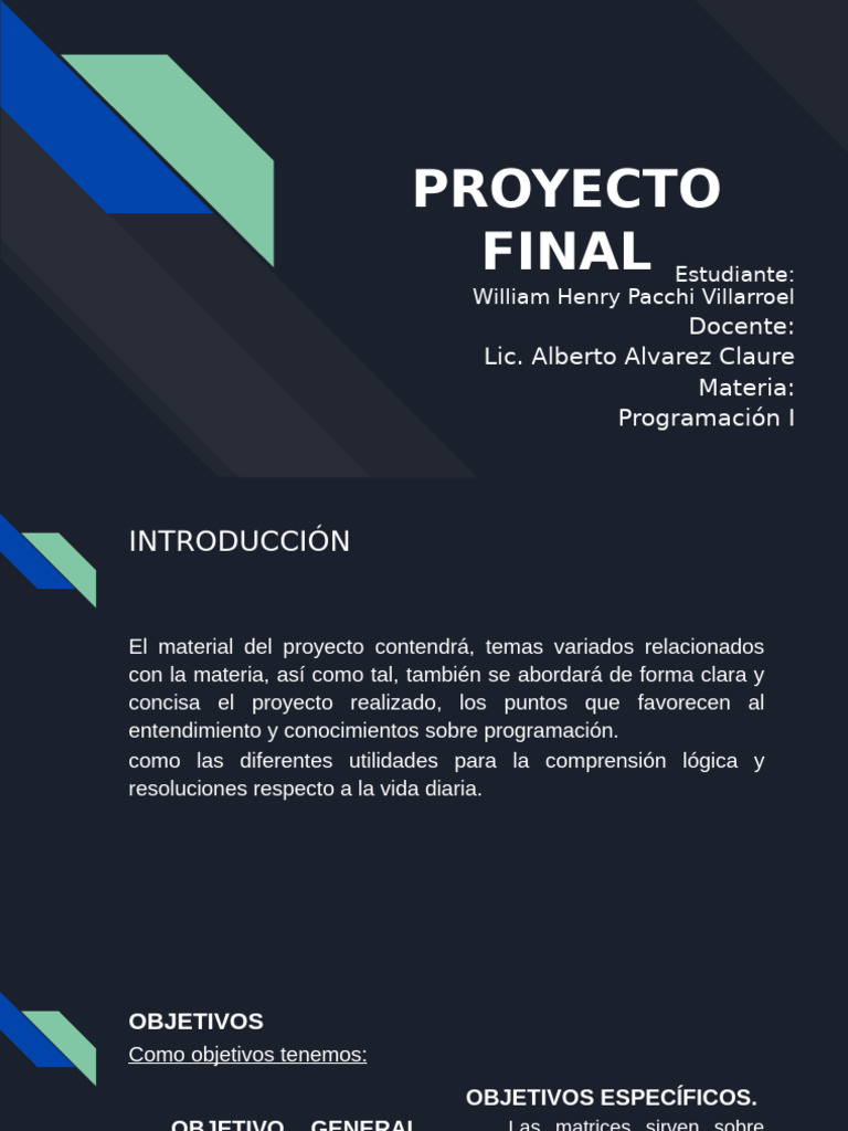 Proyecto de Programación: Matrices Interactivas | PDF | Programación de ...