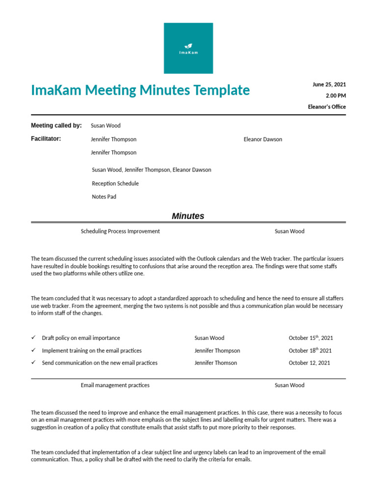 Meeting Minutes: Scheduling & Email Policies | PDF | Career & Growth | Art