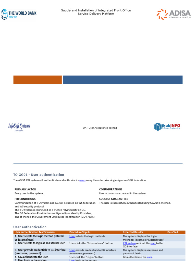 UAT for Integrated Front Office Login | PDF | Login | User (Computing)