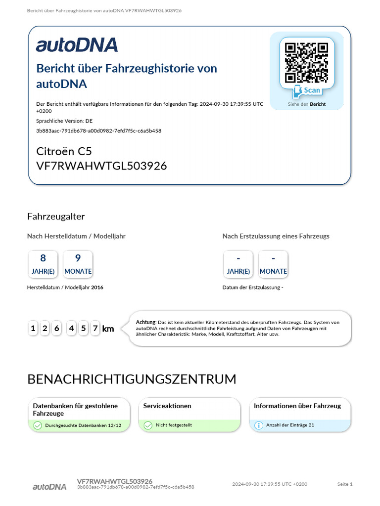 Bericht autoDNA VF7RWAHWTGL503926 | PDF