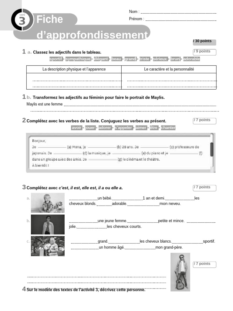 Adjectifs et descriptions en français | PDF