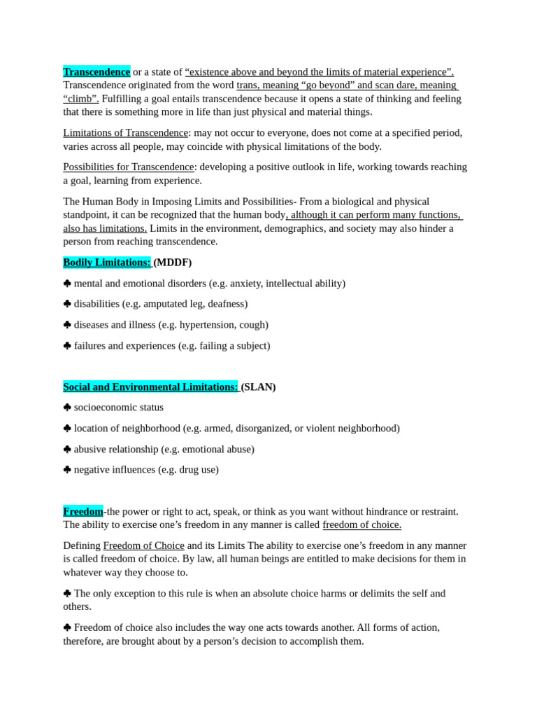 Understanding Transcendence and Freedom | PDF | Fallacy | Reason