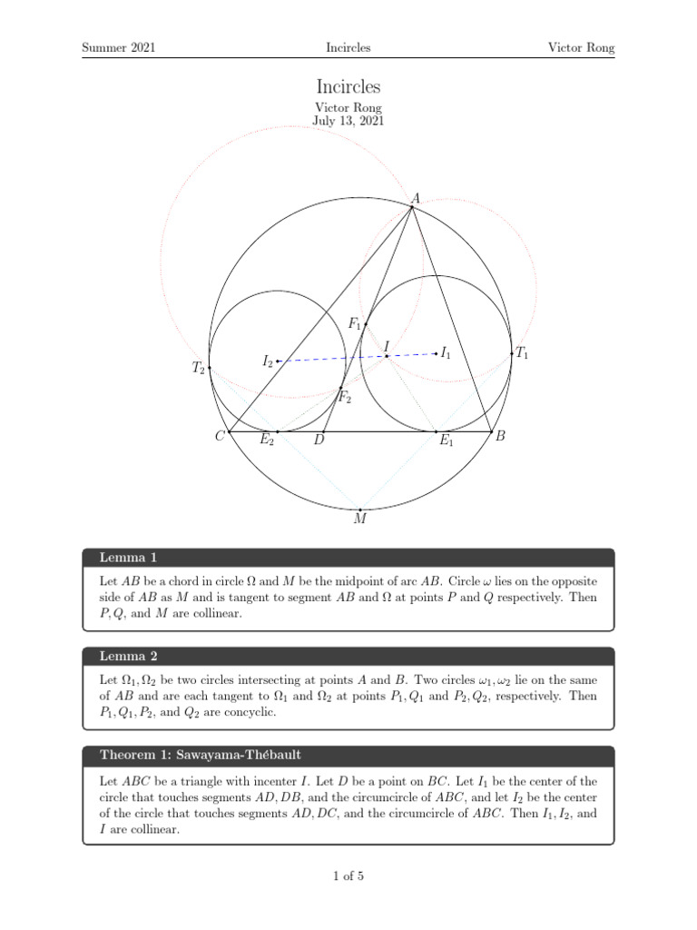 incircles-summer2021 | PDF | Triangle | Geometry