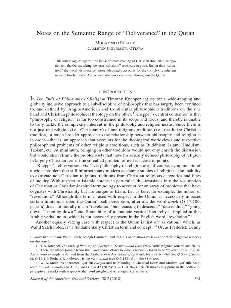 Notes On The Semantic Range of 