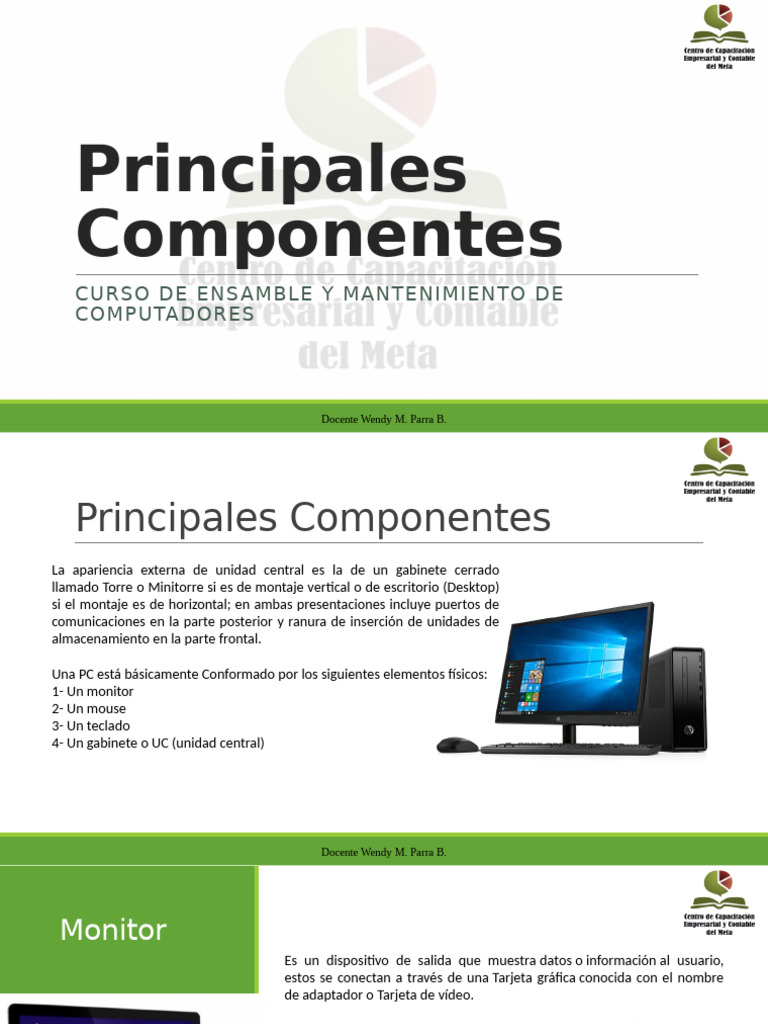4 Principales Componentes - Monitores | PDF | Monitor de computadora ...