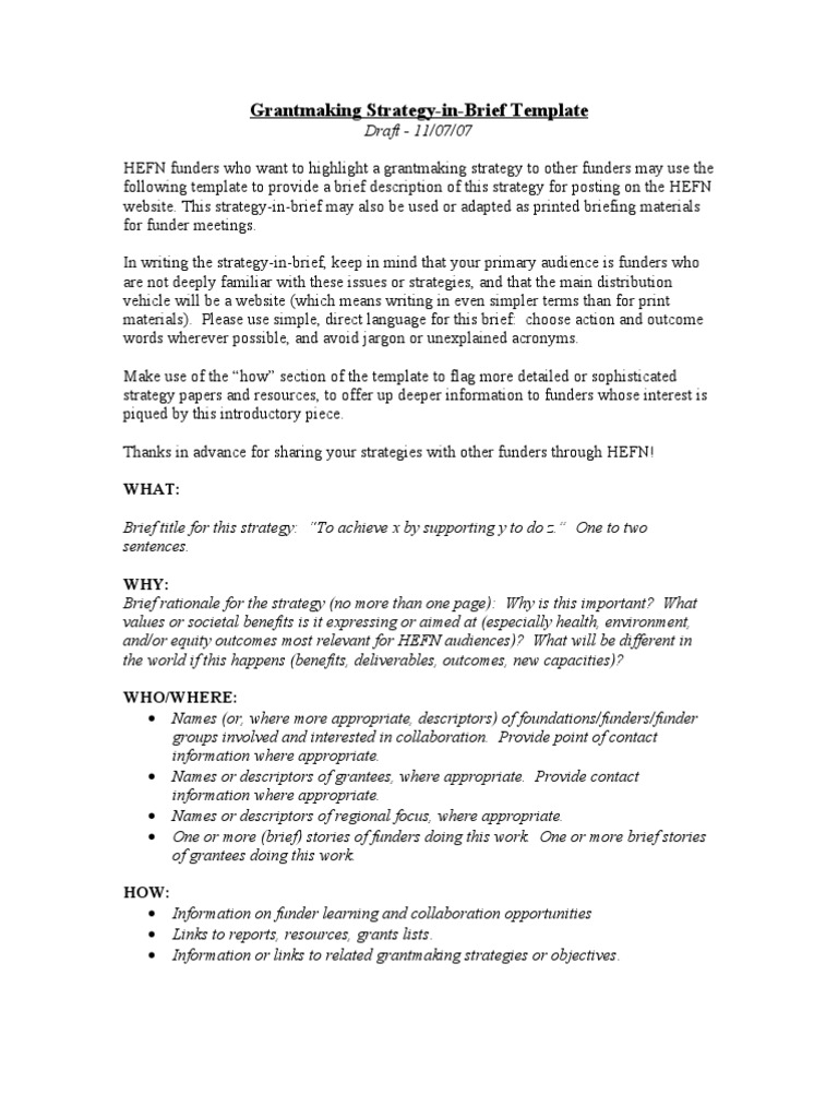 Grantmaking Strategy Template for Funders | PDF | Business