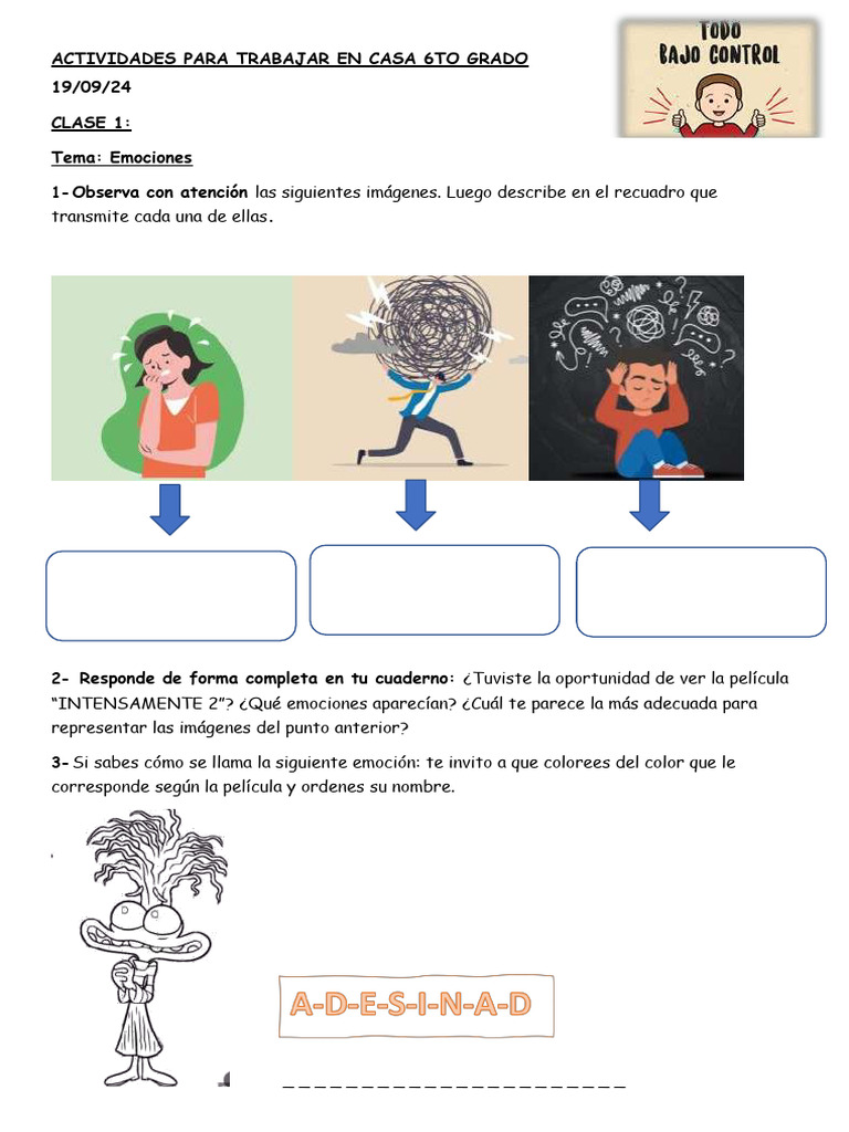 Actividades Emocionales 6to Grado | PDF | Relaciones personales ...