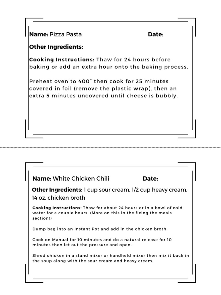 Fall Freezer Meal Guide Labels 1 | PDF | Cooking | Soup
