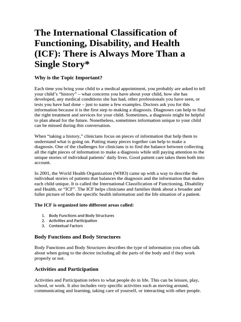 Understanding The Icf In Child Health Pdf Medical Diagnosis Medicine