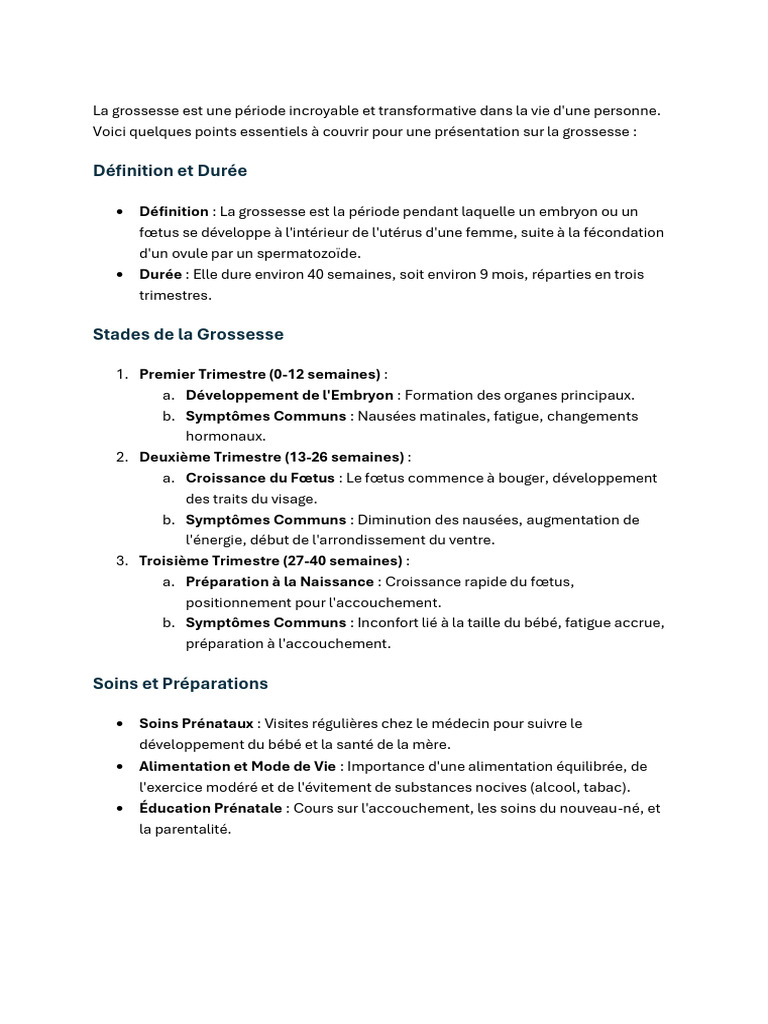 Définition et étapes de la grossesse | PDF | Grossesse | Accouchement