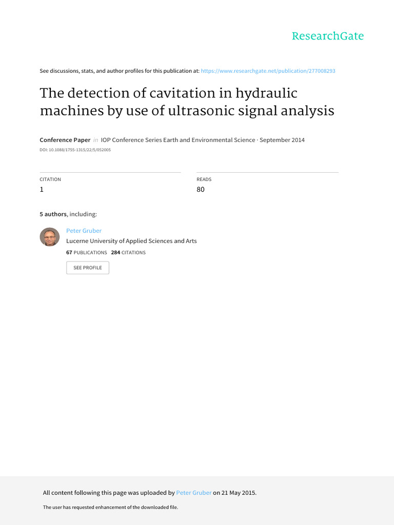 The Detection of Cav in TMH by Use of Ultrasonic Signal Analysis | PDF ...