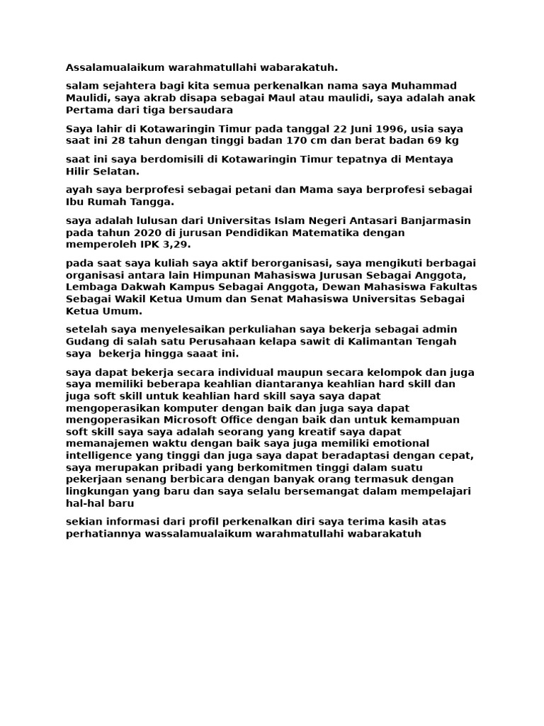 Teks Perkenalan Diri (Indo) | PDF | Karier & Perkembangan