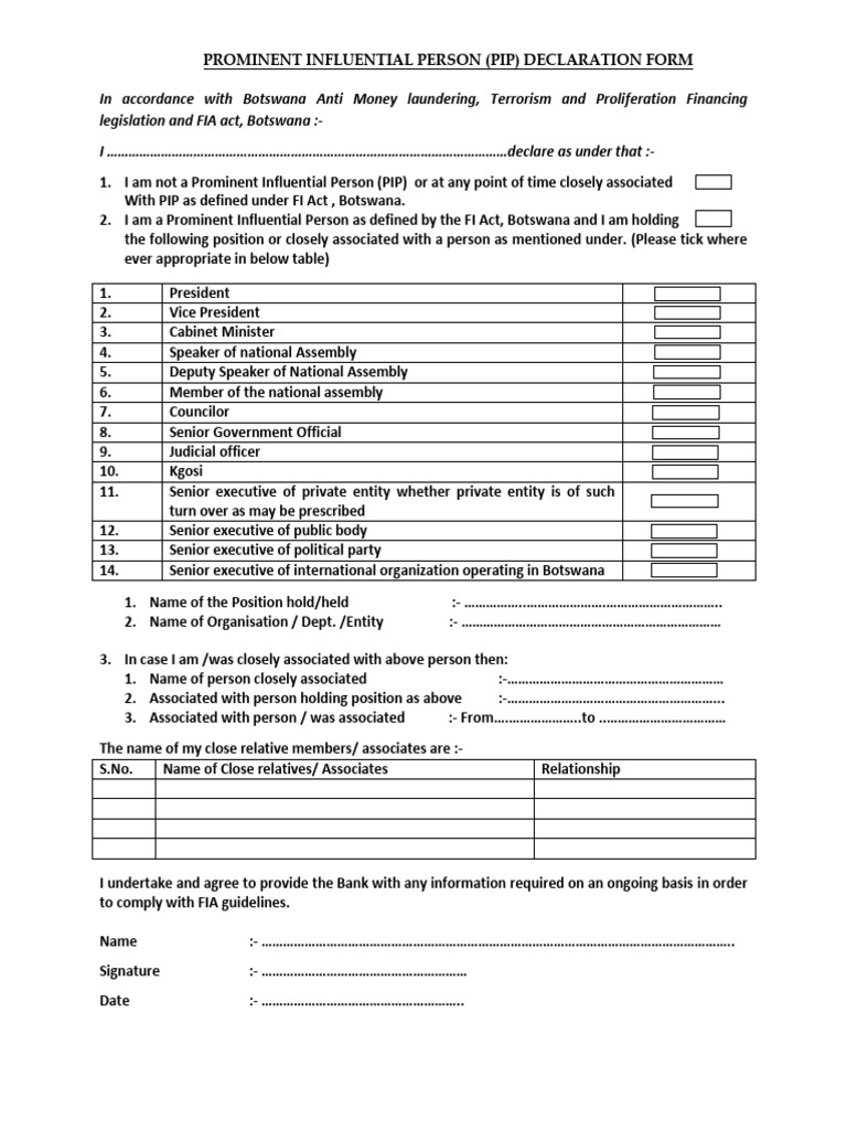 PIP Declaration Form 20 01 | PDF | Social Science