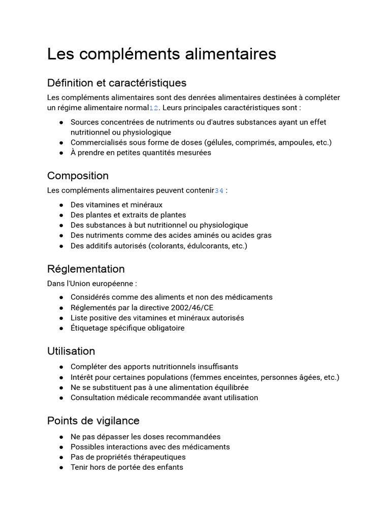Liste des compléments alimentaires autorisés | PDF | Développement ...