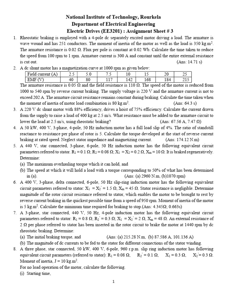 Electric Drives Assignment3 | PDF | Electric Motor | Electrical Components