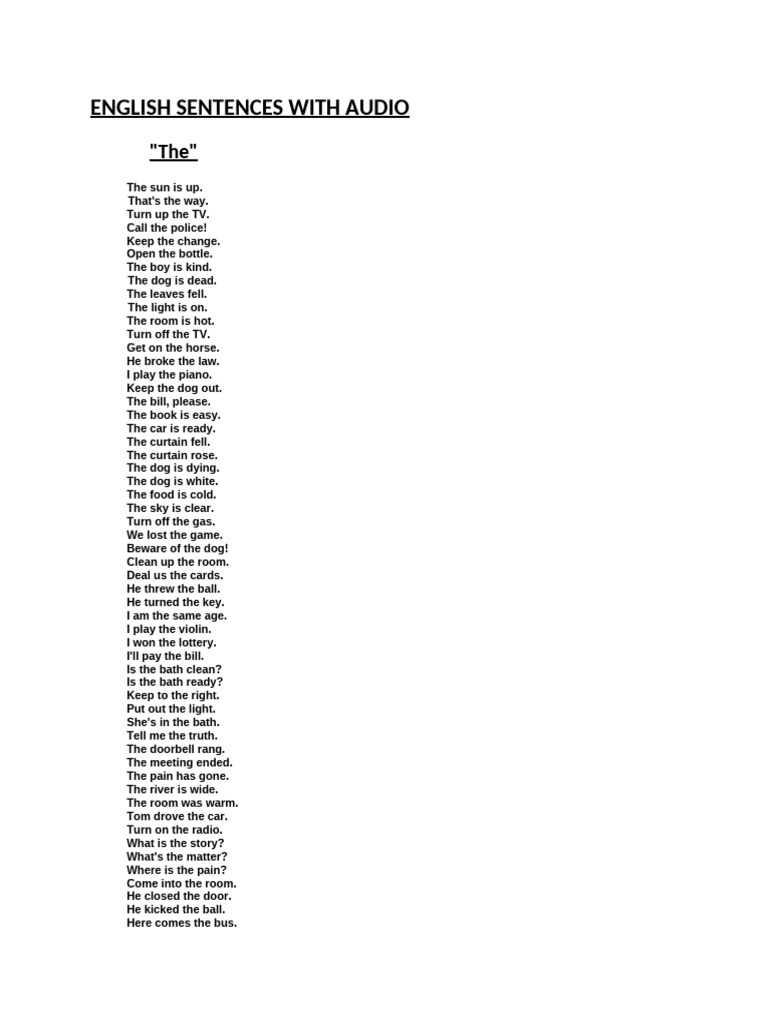 English Sentences with Audio Examples | PDF | Cost Of Living