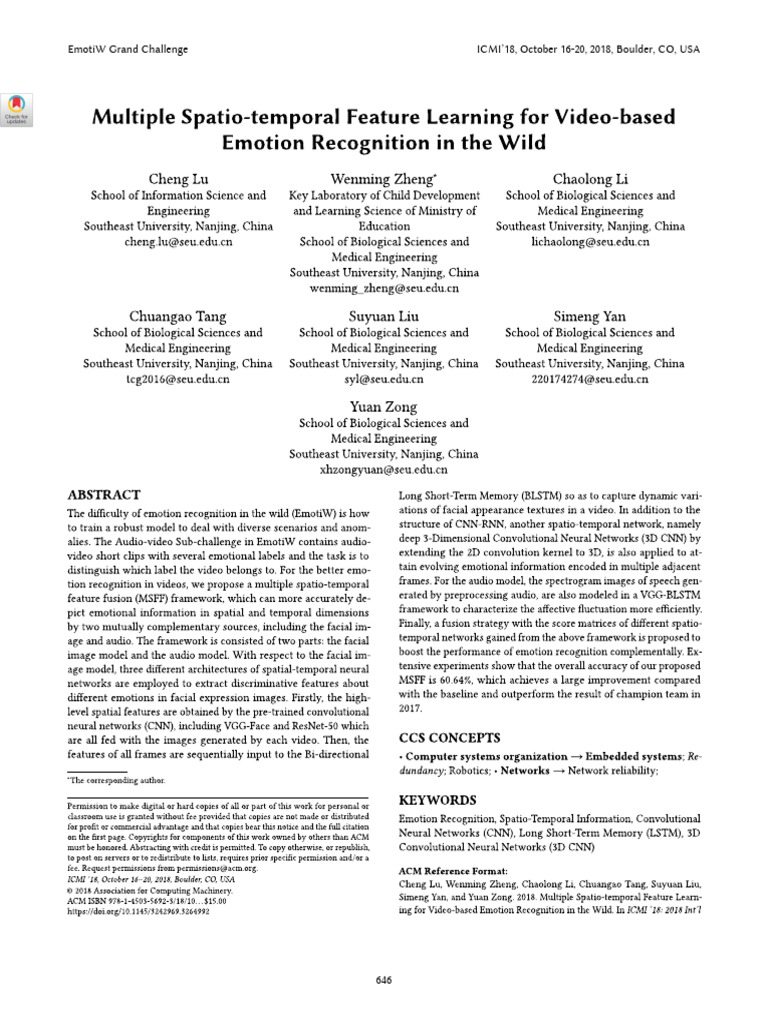 Multiple Spatio-Temporal Feature Learning For Video-Based Emotion ...