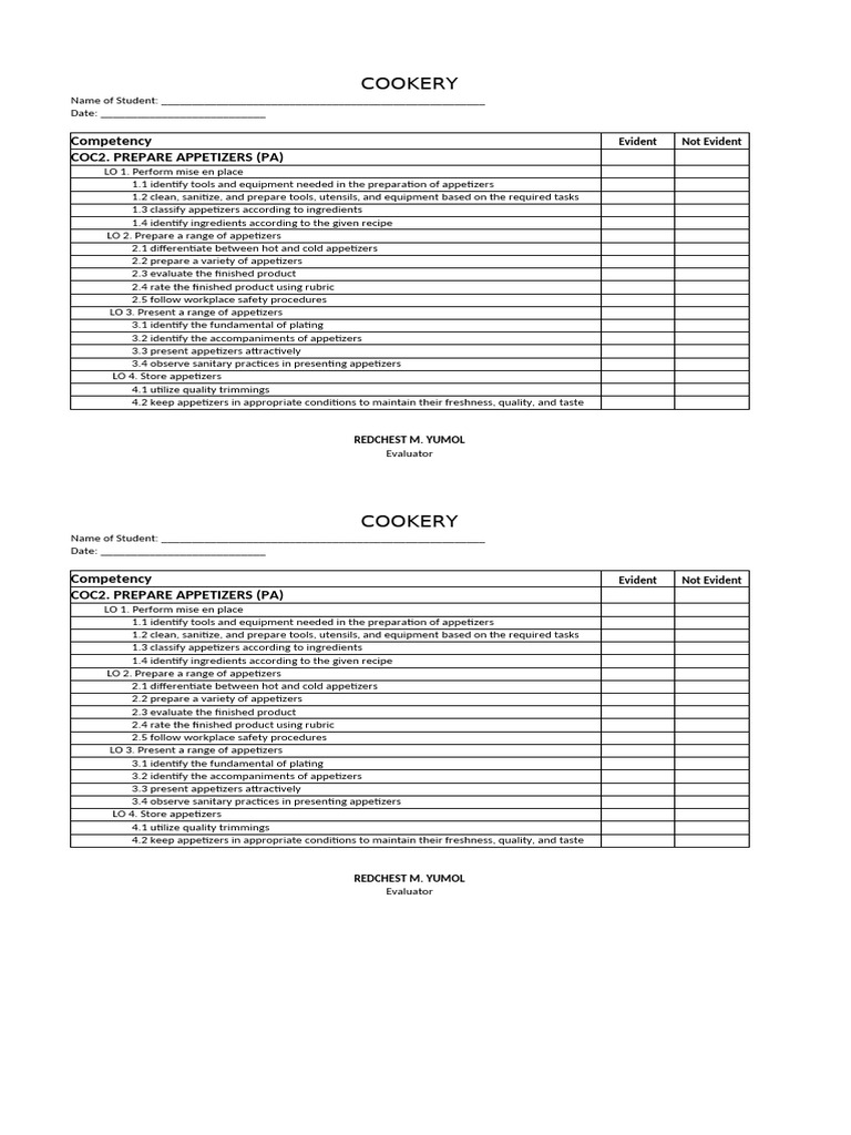 Checklist During Laboratory | PDF