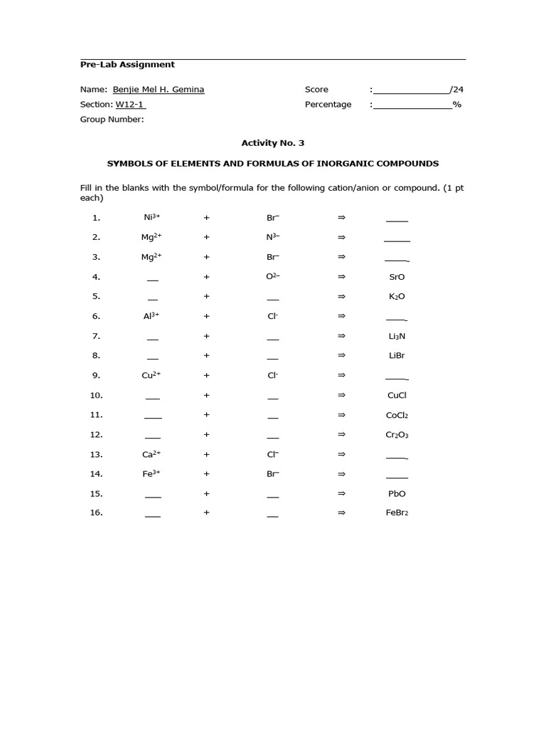 Inorganic Compound Formulas Guide | PDF | Sodium | Ammonium