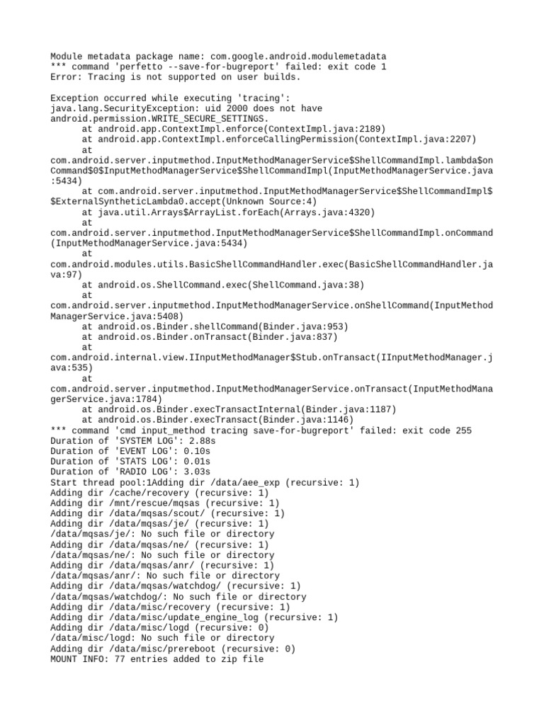 Android Module Metadata Error Logs | PDF | Java (Programming Language ...