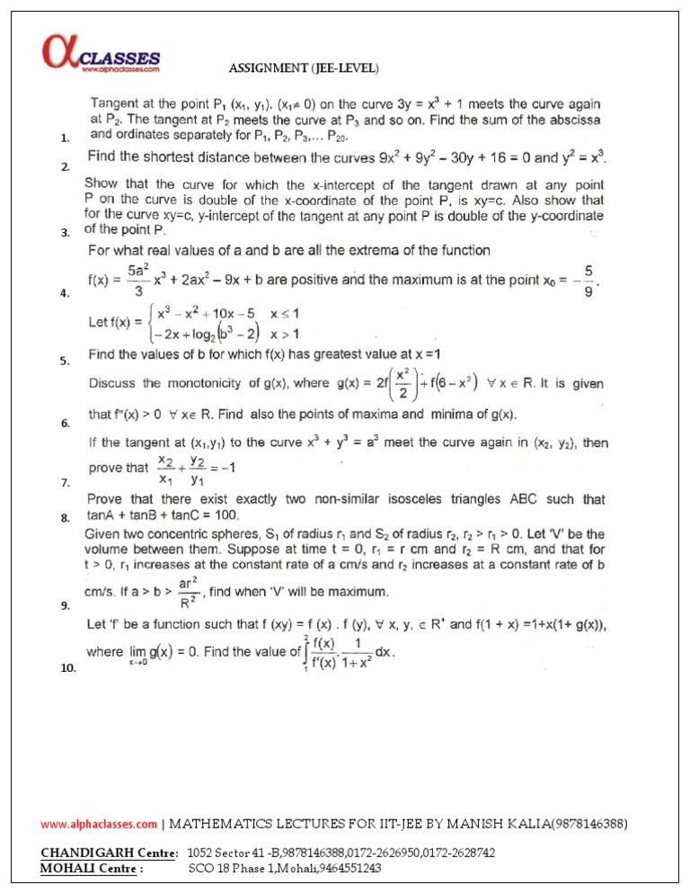 IIT-JEE Mathematics Lectures by Manish Kalia | PDF | Technology ...