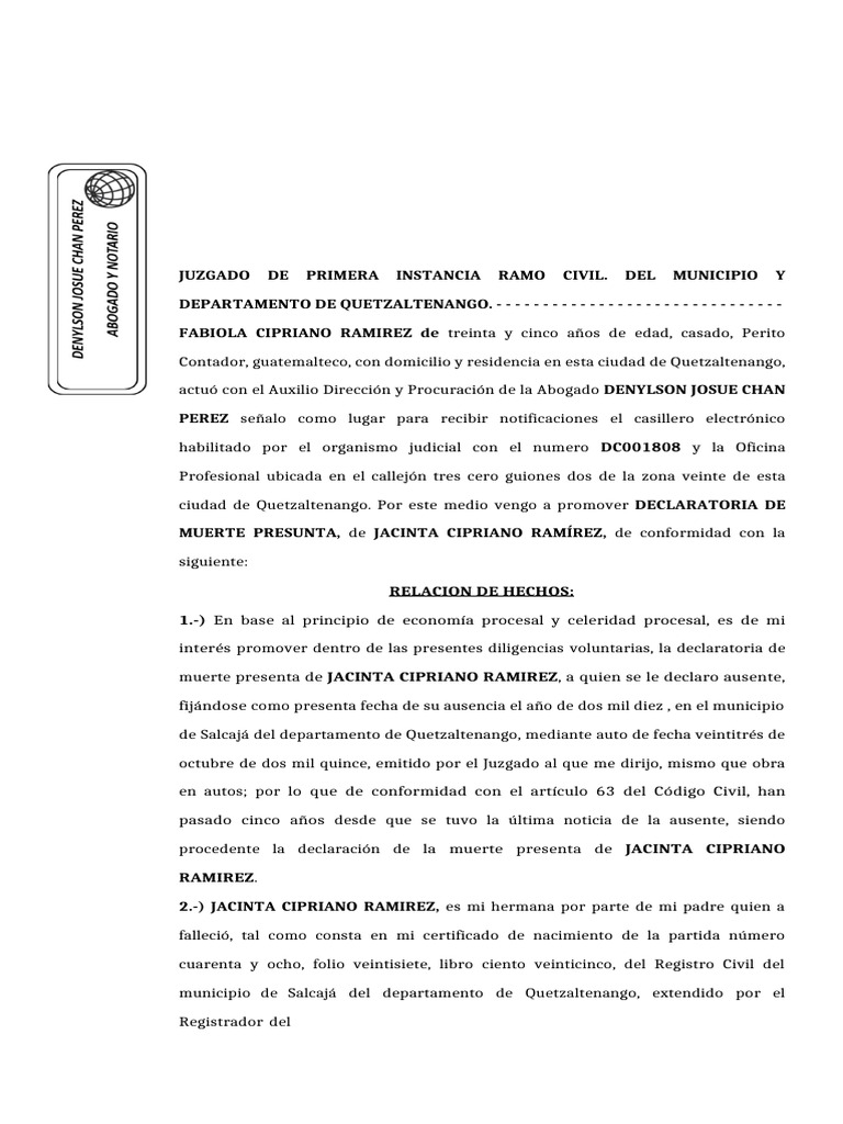 Muerte Presunta | PDF | Herencia | Justicia