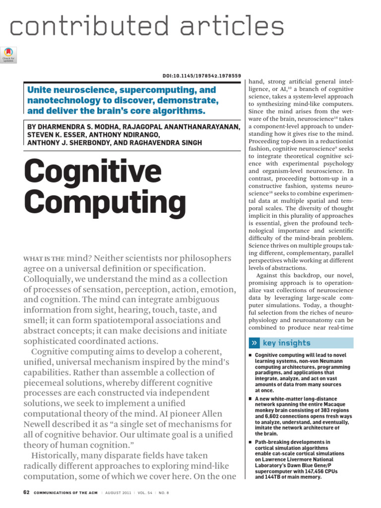 Cognitive Computing | PDF | Neuron | Synapse
