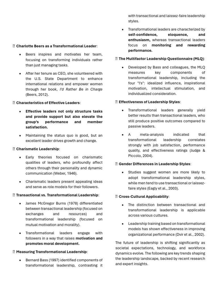 Transformational vs. Transactional Leadership | PDF | Transformational ...