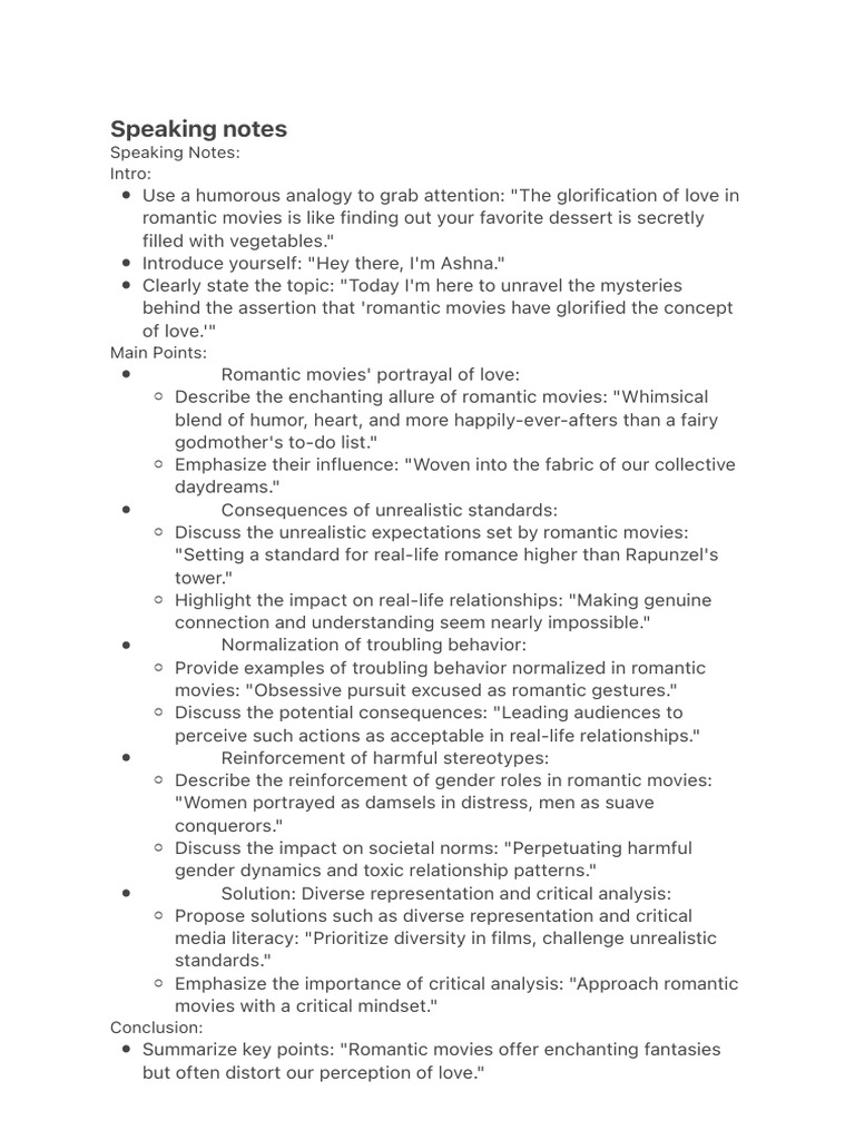 Speaking Notes | PDF | Psychology | Behavioural Sciences