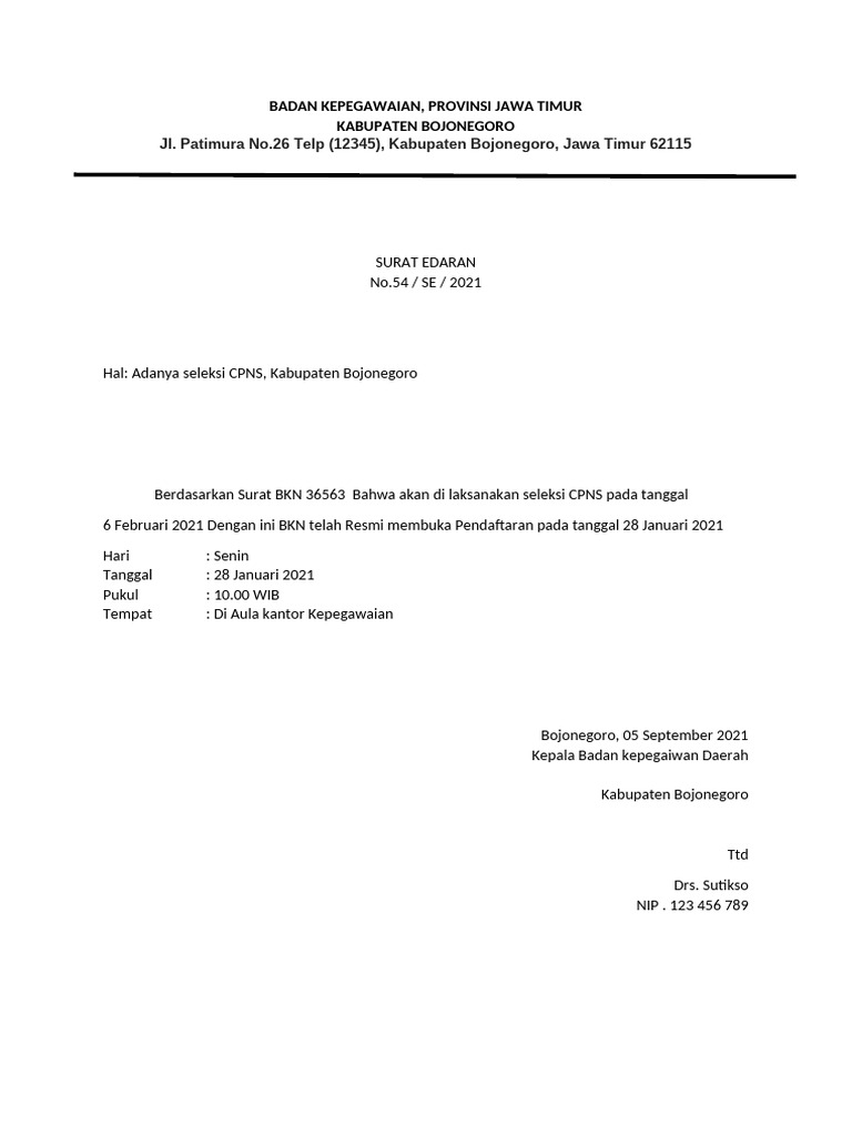 Seleksi CPNS Bojonegoro 2021 | PDF