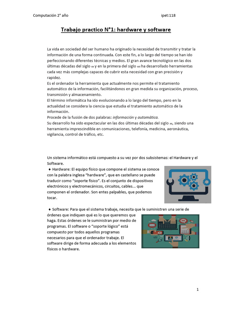 Hardware y Software en Informática | PDF | Hardware de la computadora ...