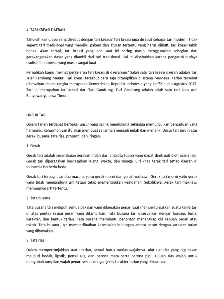 Seni Tari - Unsur-Unsur TARI | PDF