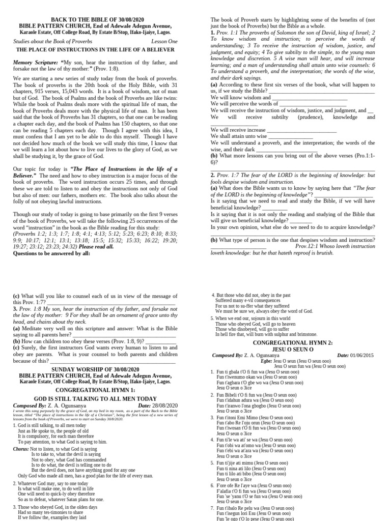 Instructions in the Life of a Believer | PDF | Book Of Proverbs | Wisdom