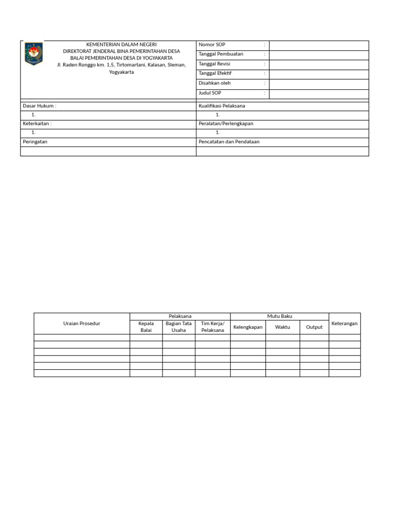 Sop Pemerintahan Desa Yogyakarta Pdf